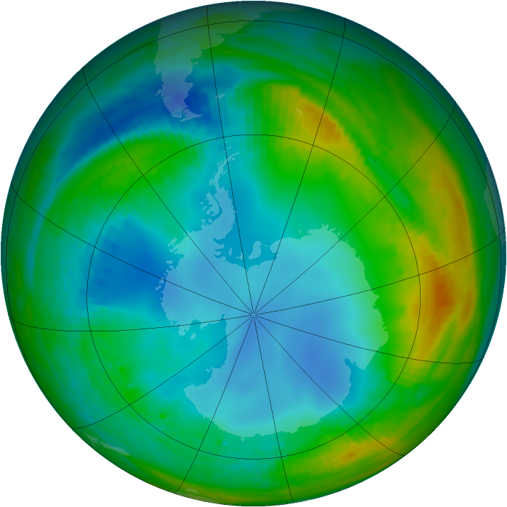 Antarctic ozone map for 22 July 1988